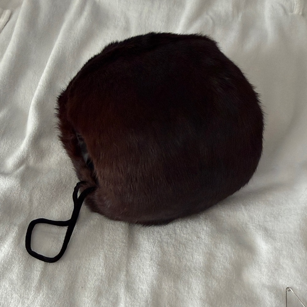 Brown/black fur hand muff